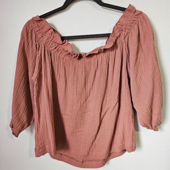 NWT LULUS MAUVE BOAT RUFFLED GAUZY TOP SIZE M - Picture 2 of 10